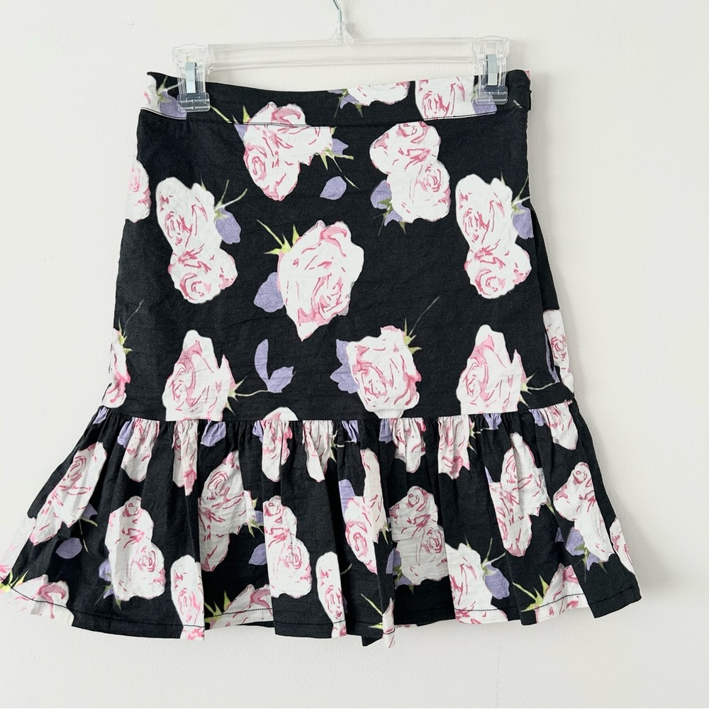 Nicole Miller Flounce Floral Skirt in Rosa Galli